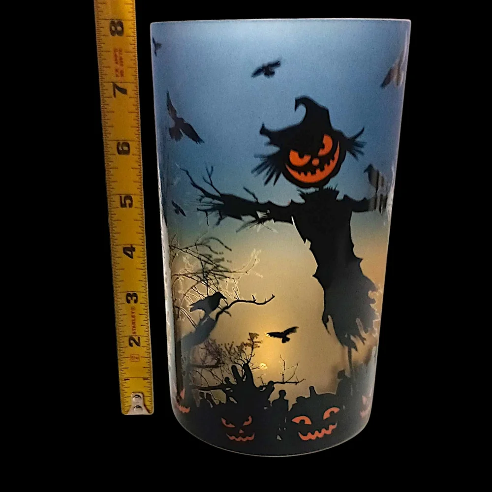 Yankee Candle Scarecrow Candle‎ Holder Glass Spooky Halloween Votive Tea Light